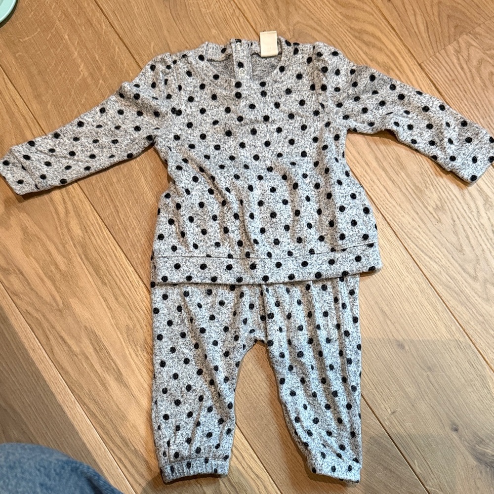 Tucker and Tate Gray Polka Dot Knit Set